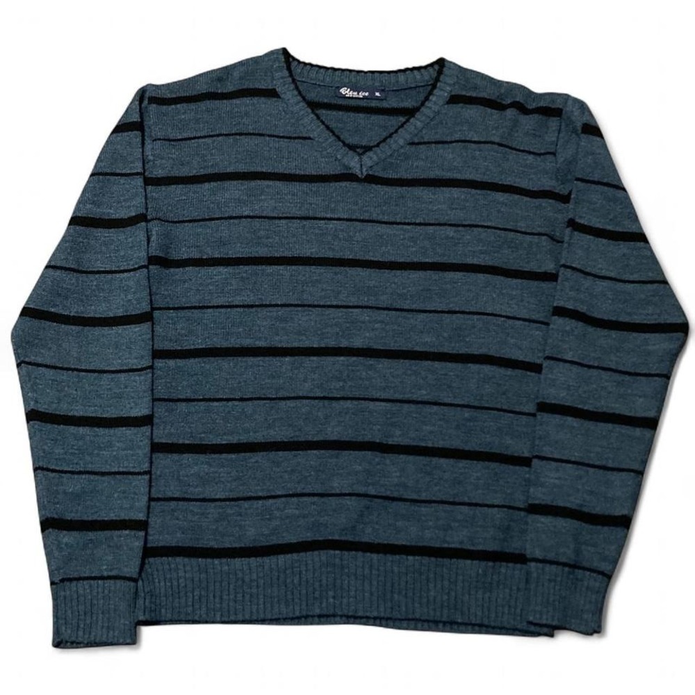 Bleu ice v-neck sweater blue‎ black cotton acrylic size XL/22